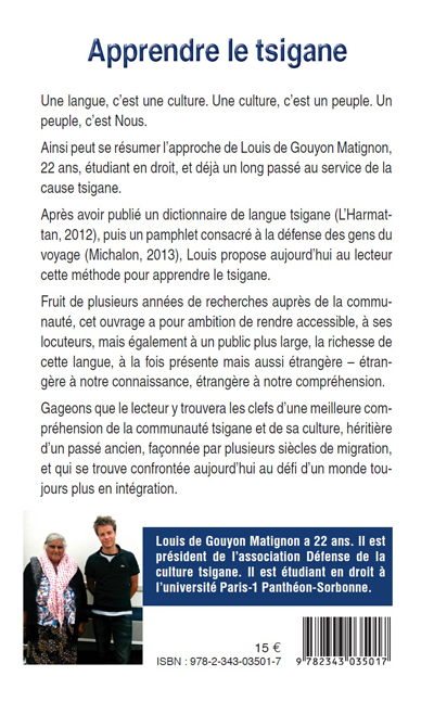La quatrième de couverture d'Apprendre le tsigane de Louis de Gouyon Matignon